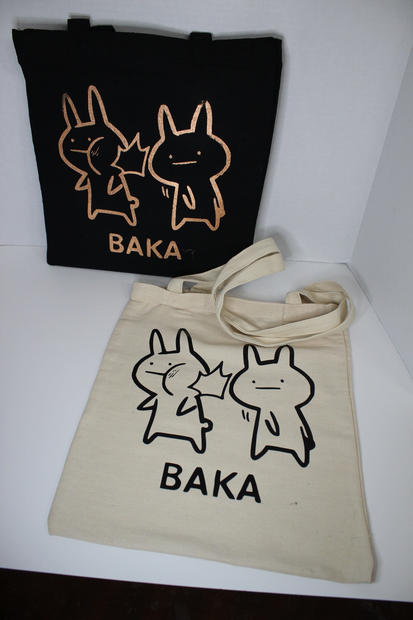 Large canvas bag, "Baka" vinyl pressed, 2 colors