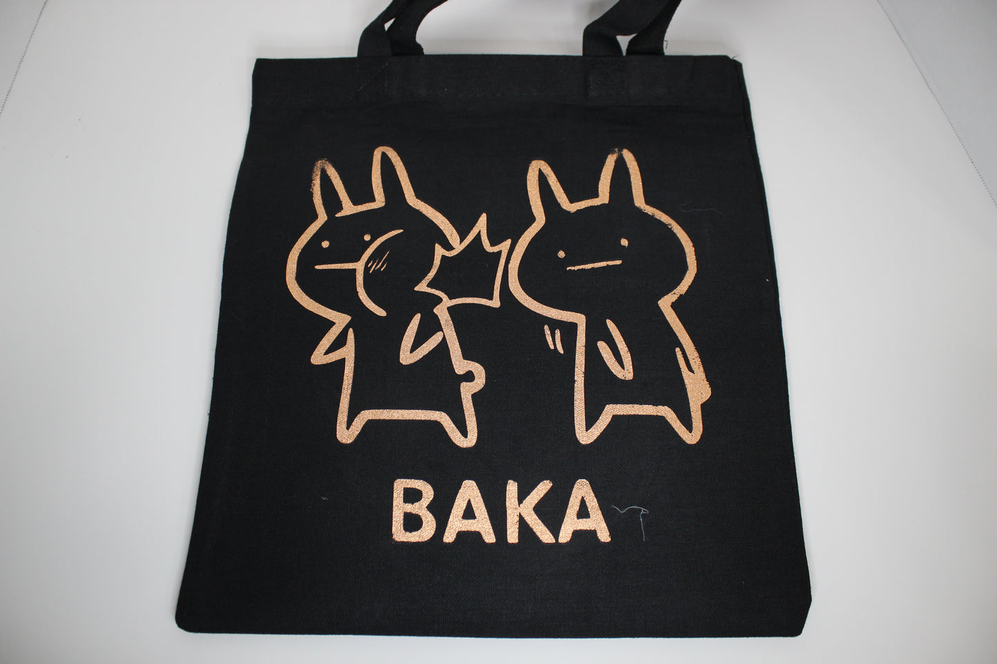 Large canvas bag, "Baka" vinyl pressed, 2 colors