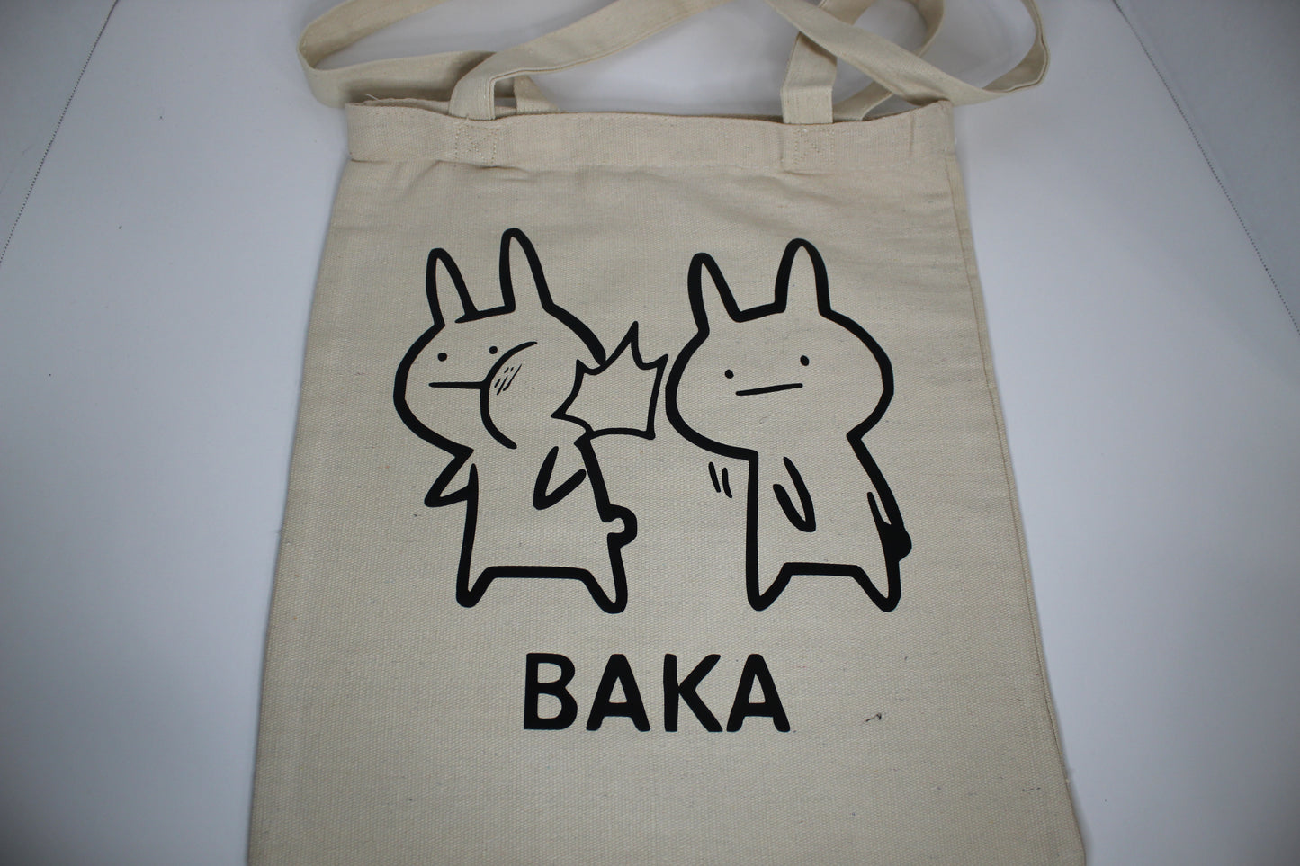 Large canvas bag, "Baka" vinyl pressed, 2 colors
